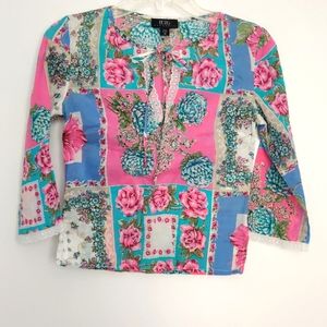 BCBG floral print cotton top